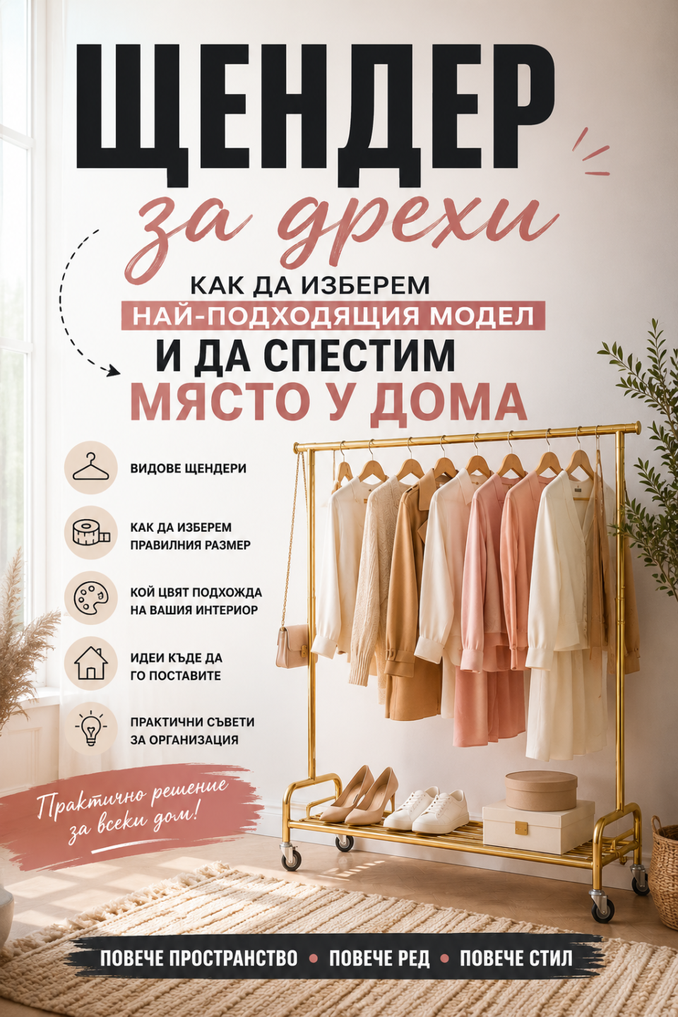 Щендер за дрехи в модерен интериор